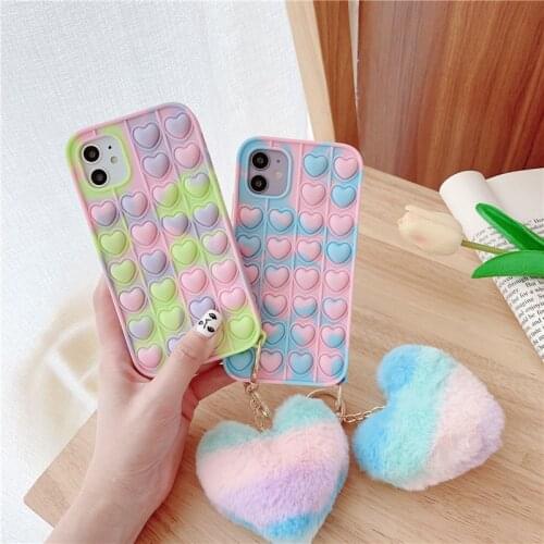 Love heart kid fun Bubble Phone Case For iphone 12Mini 11 Pro Max XS MAX XR SE 6 7 8 plus Antistress Sensory silicone cute Cover