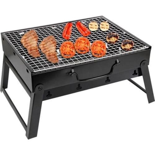 Folding Barbecue BBQ Grill Portable Tabletop Charcoal Barbecue Grill Sturdy Grill For Home Outdoor Camping Barbecue Cooking Set