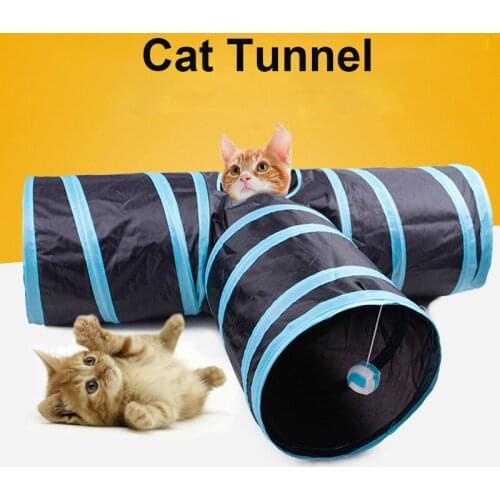 Collapsible Cat Tunnel Tube Cat Toys Indoor Outdoor 3 Way Tunnel Cat Pet Toys Peek Hole Toy Ball Cat Puppy Training Toys Tube