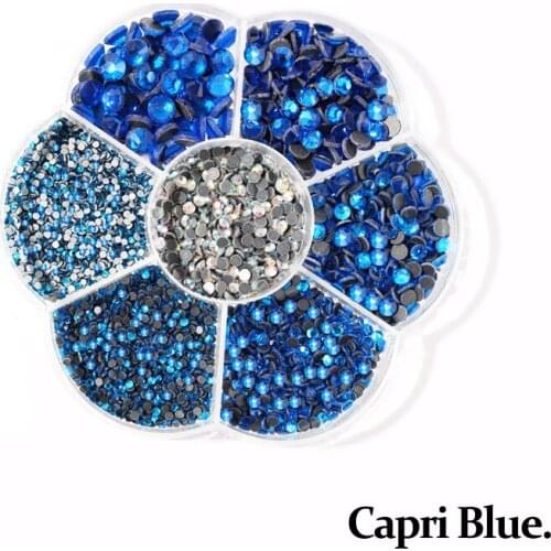 Hotfix Rhinestone 29 Colors To Choose 5000pcs/box Mixed Sizes(ss4-ss30) Capri Blue DMC Hot Fix Glass Rhinestones for Dress Decor