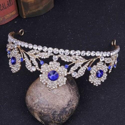 Bridal Wedding Gold Rose Red Rhinestone Hair Tiara Headband Crown Hair Accessories LB