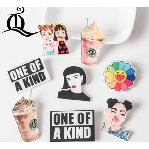 1 PCS Painting cartoon Ice cream Badges for Clothing Acrylic Badges Kawaii Icons on The Backpack Pin Brooch Badge Z52