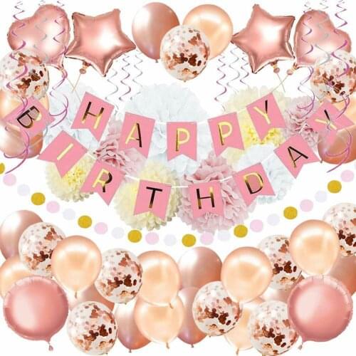 1 Set Happy Birthday Banner + Colorful Balloon Anniversary Party Decoration