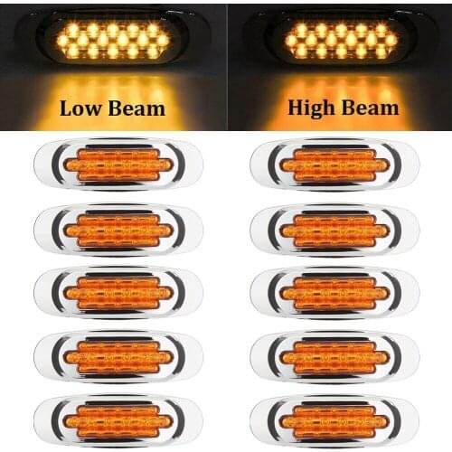 10pcs High Quality LED Side Marker Turn Signal Light For Peterbilt Mack Chrome 16LED Amber Led Side Marker Lights Indicator Lamp
