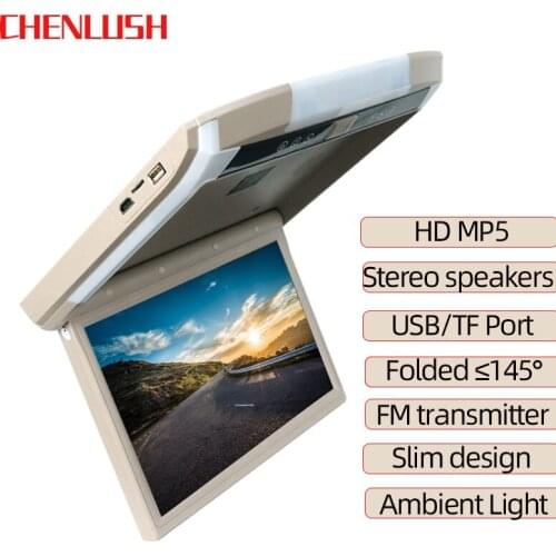 1080P 10.1/12.1 Inch Car Monitor Flip Down TFT LCD Automobile Roof Mount Monitors With MP5 Player USB TF Car Ceiling Monitor