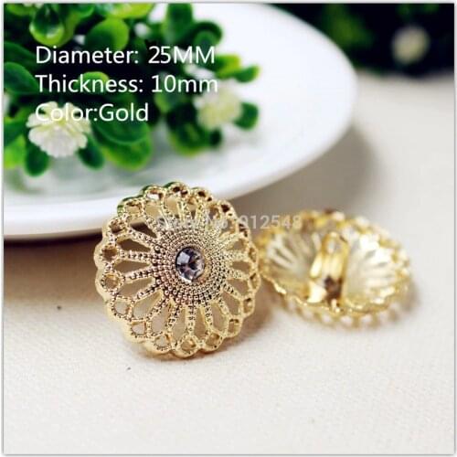 15418165 10pcs,metal&Rhinestones buttons for clothing in Gold Color,Pierced Decoration,garment accessories DIY material JS065