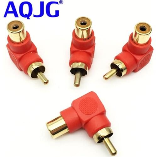 2pcs Right Angle RCA Adapter Gold Plated Dual RCA Male Plug to Female Jack 90 Degree Connector Speaker Plug Jack Splitter