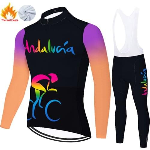 2021 ANDALUCIA team cycling jersey set bike pants Sportswear Ropa Ciclismo MENS thermal fleece 20D cycling clothing men
