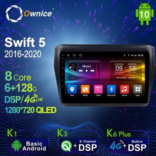 Ownice K6 Plus Autoradio automotive Radio 2 Din for Suzuki Swift 5 2016 - 2020 Android 10.0 Multimedia 4G LTE 6G Ram 128G Rom