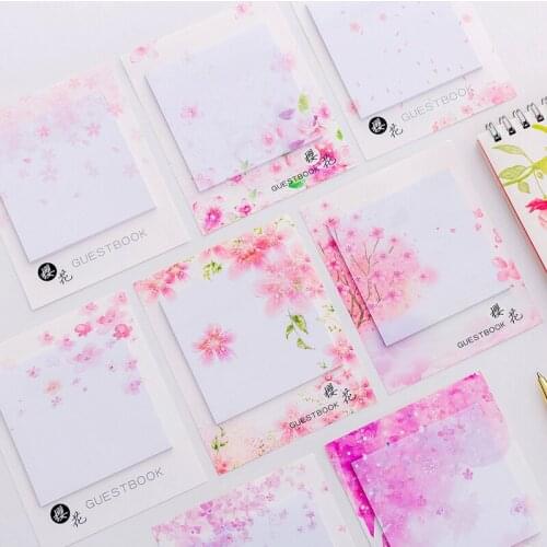 20 pcs Fresh Cherry Sakura Natural Memo Pad Sticky Notes Shopping Check List Escolar Papelaria School Supply Label