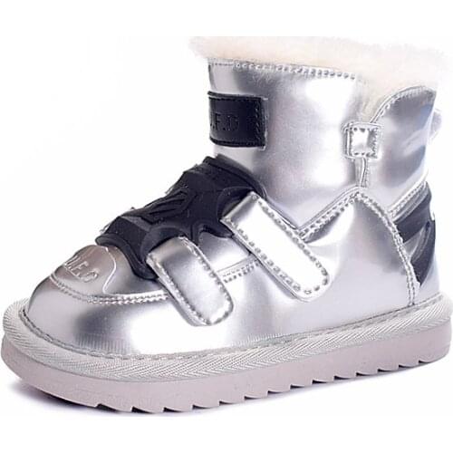 2020 New Winter Children Snow Boots Mirror Waterproof Girl Boots Non-slip Wool Warm Thick Cotton Boy Boots Baby Toddler Shoes