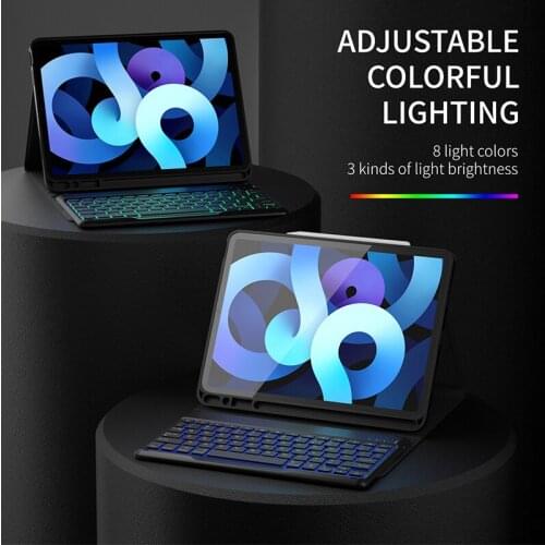 Bluetooth Keyboard Case For Apple iPad Air4 10.9inch, iPad Pro 11 inch 2018 2020 Tablet Backlit English & German keyboard