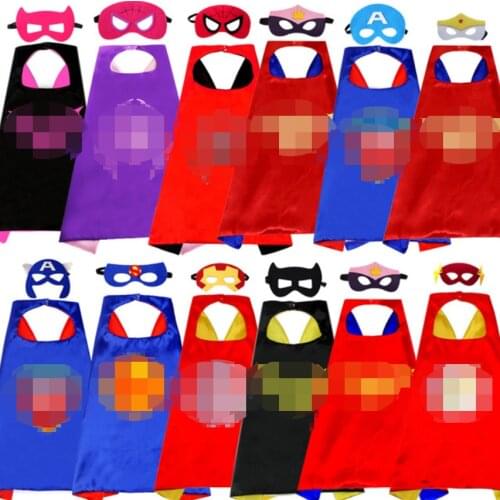 Kids Anime Cosplay Costume 1 Cape + 1 Mask Superhero Cape Double Sided Child Birthday Party Christmas Halloween 70*70cm