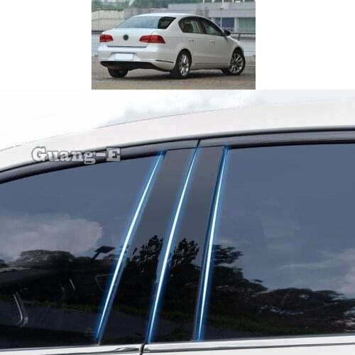 For VW Volkswagen Magotan Passat 2011-2016 Car PC Material Pillar Post Cover Door Trim Window Piano Black Molding Sticker Plate