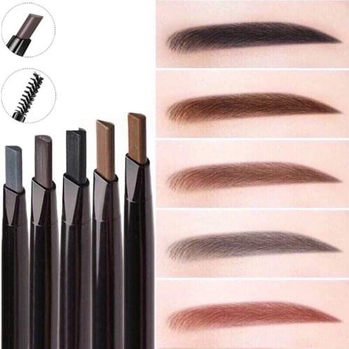 5 Color Double Ended Eyebrow Pencil Waterproof Long Lasting No Blooming Rotatable Triangle Eye Brow Tatoo Pen Enhancer