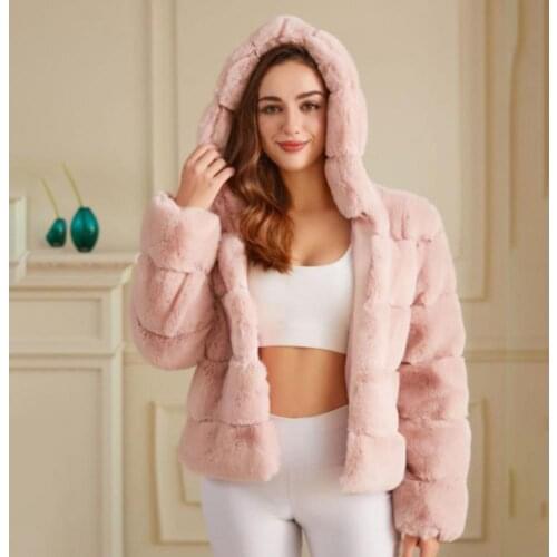 Imitation Fur Elegant Faux Fur Warm Fluffy Coat Faux Fur Winter Coat Solid Color for Dates