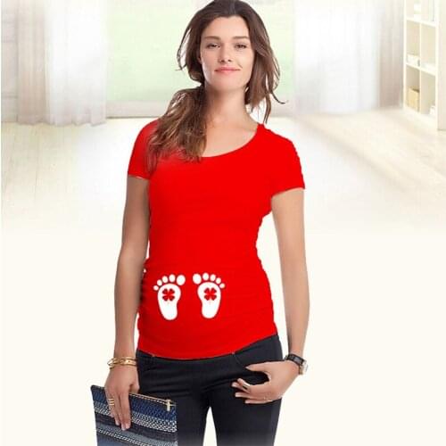 BIG SALE Funny Pregnancy T-shirt Maternity maternity clothes O-Neck Short Sleeve Tops t shirt soft cotton Baby peeking out print