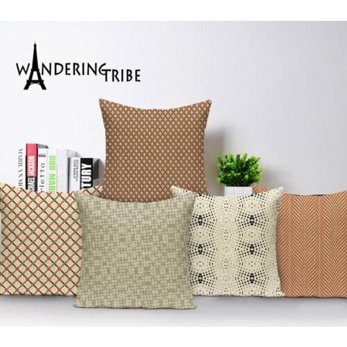 Geometric Pillowcase Farmhouse Home Decor Shabby Chic Throw Pillow Covers Living Room Cushions Custom Linen Cushion Cover 45*45