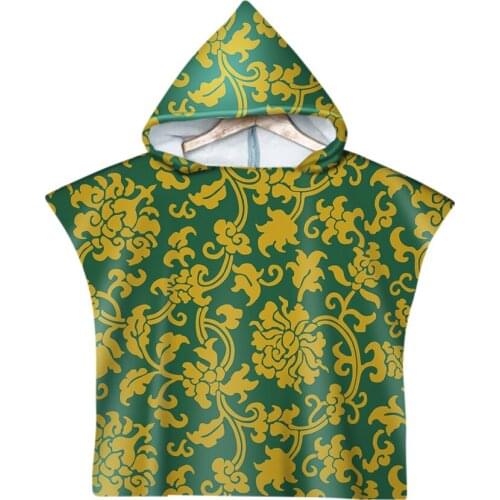 Colorful Flowers Pattern Microfiber Beach Towel For Baby Children Soft Hooded Bath Towel Swimming Cloak