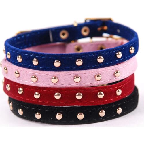 Cat Brass Bead Collar Adjustable Flocking Cloth Metal Buckle Fashion Pet Collar Chihuahua Neck Collar Accessories Accessories