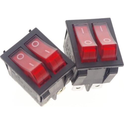 Lot5 Double Red Lamp15/20A 6Pin DPDT ON/OFF Boat Rocker Switch KCD8-212