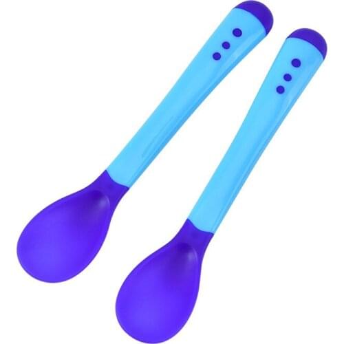 2pcs/5pcs/30pcs Temperature Sensing Spoon for Kids Boys Girls Silicone Spoon Feeding Baby Spoons Toddler Flatware Drop Shipping