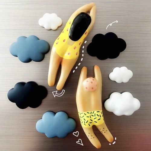 Swimming Boys And Girls Series Magnetic Refrigerator Pasted With Resin Magnet Suction Plastic Home Decoration Items Creativity
