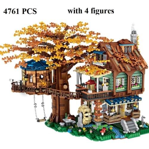 Mini Bricks Tree House Model Building Blocks with Figures Constructions Kit DIY Educational Collection Toys for Children Gifts