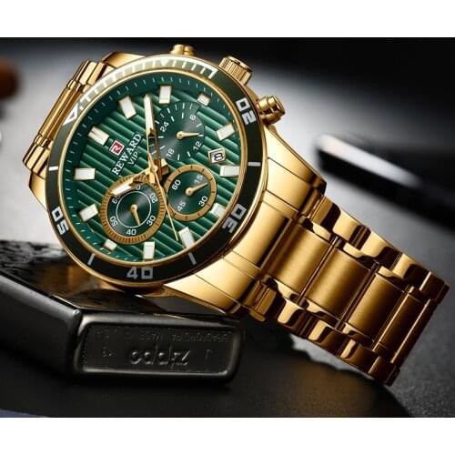 Reward Brand Calendar Steel Belt Luxury Relojes Mens Watch Three-eye Multi-function Sports Wristwatch Male Masculine Relogio