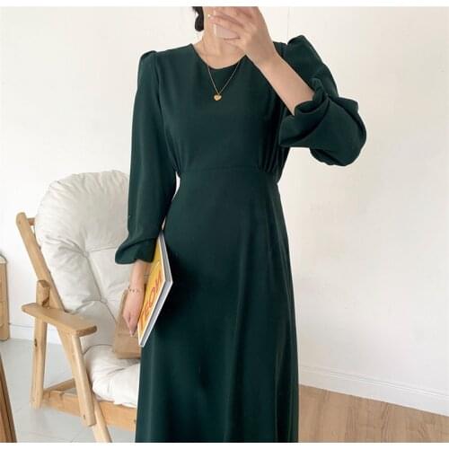 New S-XL New Autumn Dress Girls Party Female Vintage Dress Long Sleeve spring evening Women Dresses Long Robe Vestido