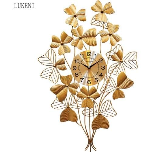 New Chinese Style Quartz Wall Clock Living Room Home Clock Creative Clover Clock Mute Wall Decoration Wall Watch