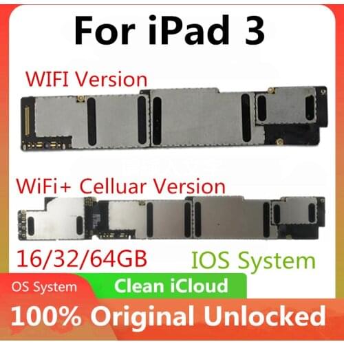 Original A1403 A1416 A1430 Mainboard For iPad 3 Motherboard Original Unlocked Logic Board Free iCloud 16/32/64GB With IOS System
