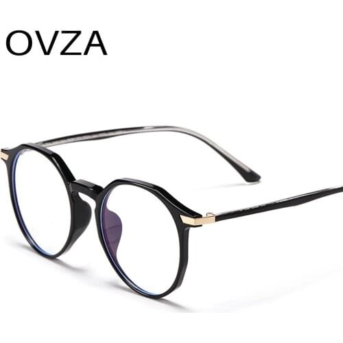 OVZA Round Optical Glasses Frame Women 2021 New Computer Goggle Male Anti-Fatigue Lens TR90 Spectacle S9045