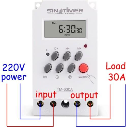 30AMP MINI 220V TIMER SWITCH 7 days programmable 24hrs timer relay FREE SHIPPING