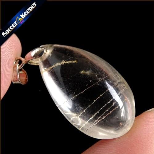 Rare Natural Quartz Gold Rutilated Garden Quartz Crystal Love Necklace Pendant natural minerals Fish Tank Beads OS485