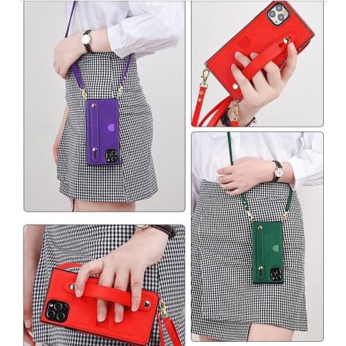 Luxury card wallet crossbody leather phone case for iphone 12 11 pro max CASE for iphone XS MAX 6 6s 7 8 Plus SE cover s20ultra