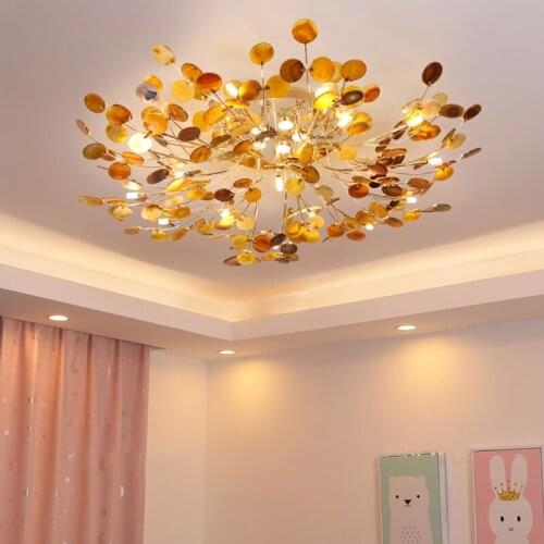 Nordic Luxury LED Ceiling Lighting for Living Room Branches Creative Home Decor Agate Hanging Lamp Interior Kitchen Fixtures