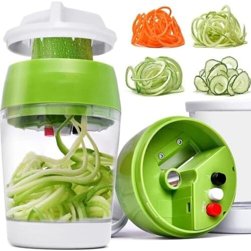 5 In1 Handheld Spiralizer Vegetable Slicer Adjustable Spiral Cutter with Container Zucchini Noodle Spaghetti Maker Spiral Slicer