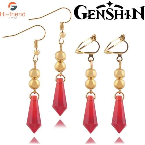 Genshin Impact Tartaglia Earrings Cosplay Genshin Childe Ear Clip Fashion Trends Pendant Jewelry For Women