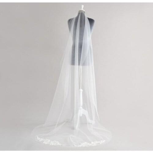 Wedding veil, single layer lace lace veil, lace lace veil in the center, white lace bridal veil, ivory veil