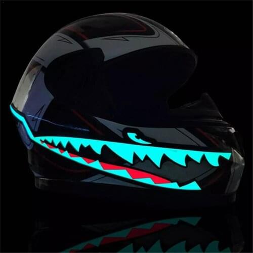 Shark Style Motorcycle Helmet EL Cold Light Helmet Light Strip Night Signal Luminous Modified Strip Helmet Sticker