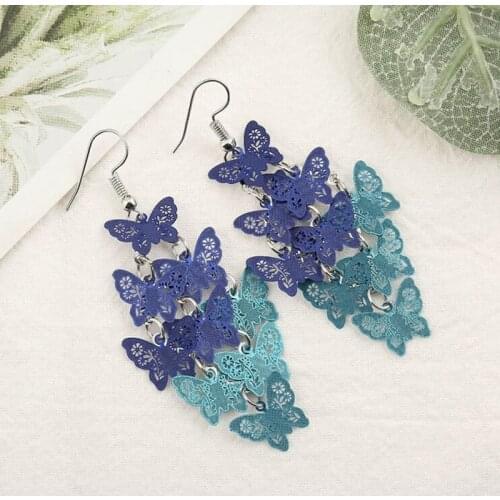 Unique Butterfly Dangle Drop Earring Ear Hook Party Jewelry For Lady Butterfly Long Tassel Dangle Earrings Jewelry Gift