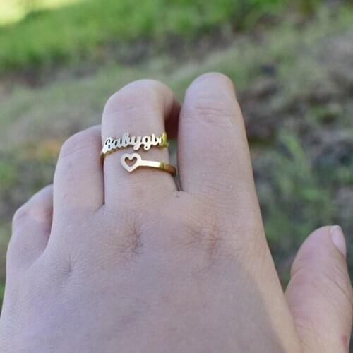 Vintage Adjustable Rings for Women Babygirl Open Heart Ring Finger Wedding Ring Stainless Steel Anillos Mujer