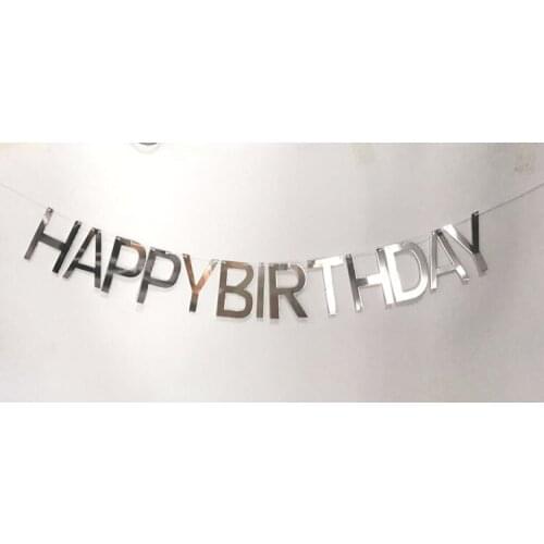 Bright Gold Rose Gold Silver Pierced Happy Birthday Letter Banners Hollow Out Paper Flags Birthday Party Decorations Baby Shower