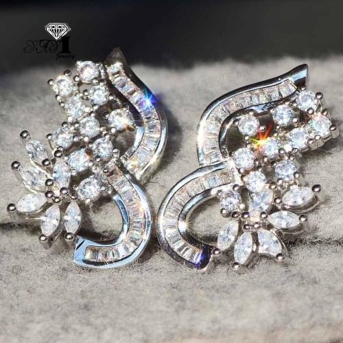 YaYI Jewelry Fashion Princess Cut White Natural Cubic Zirconia Silver Color Wedding Party Lover Wear Ear Stud Precious Earrings