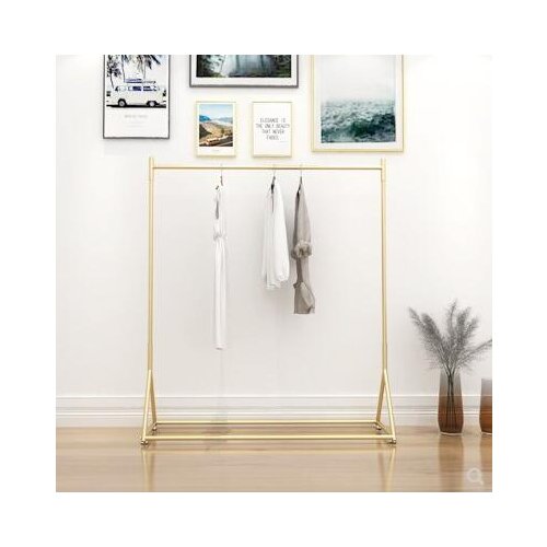 Iron clothes shelf clothing store display stand floor-mounted golden simple hanger womens clothing store shelf display rack 002