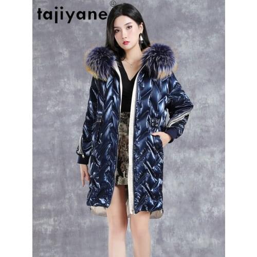 Women Jacket Puffer White Duck Down Coat Woman 100%Raccoon Fur Collar Hooded Parkas Female Long Coats Ropa Mujer TN1298