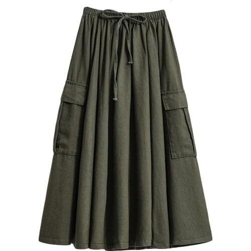 Solid Color Black Umbrella Pleated Long Female Plus Large Size Oversized WomenS Skirts Clothes 2021 Spring Summer Style D0686