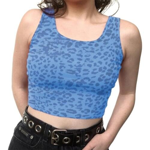 Womens Sexy Leopard Print Tank Tops Sleeveless Slim Fit Holiday Club Street Casual Fashion Crop Tops Streetwear