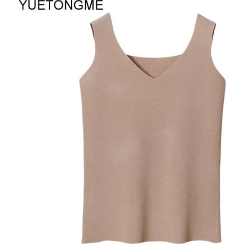 Tank Tops Sexy Vest Solid Harajuku Korean Female Knitted Khaki White Summer Women Tops BT203A